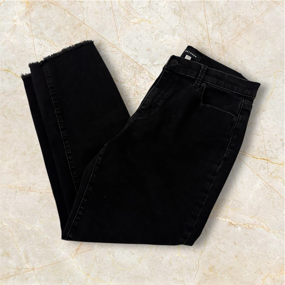 Halogen Black Jeans Size 29 Straight Leg Frayed